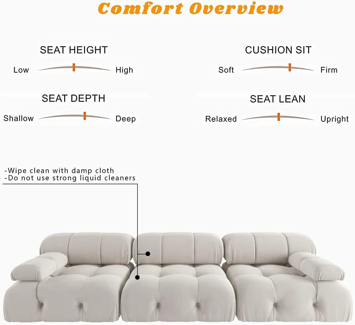 104" Minimalist Modular Sectional Sofas Modern Velvet Convertible Couches 3 Seats Living Room Sofa Sets for Office Apartment - Image 3