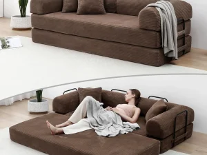 DIGGERA 79" Compression Sofa Convertible Sofa Bed Boneless Couch Sofas Convertible Folding Comfy Corduroy Sleeper Floor Sofa Bed